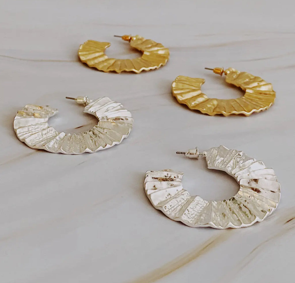 Crinkled Art Hoop Earrings