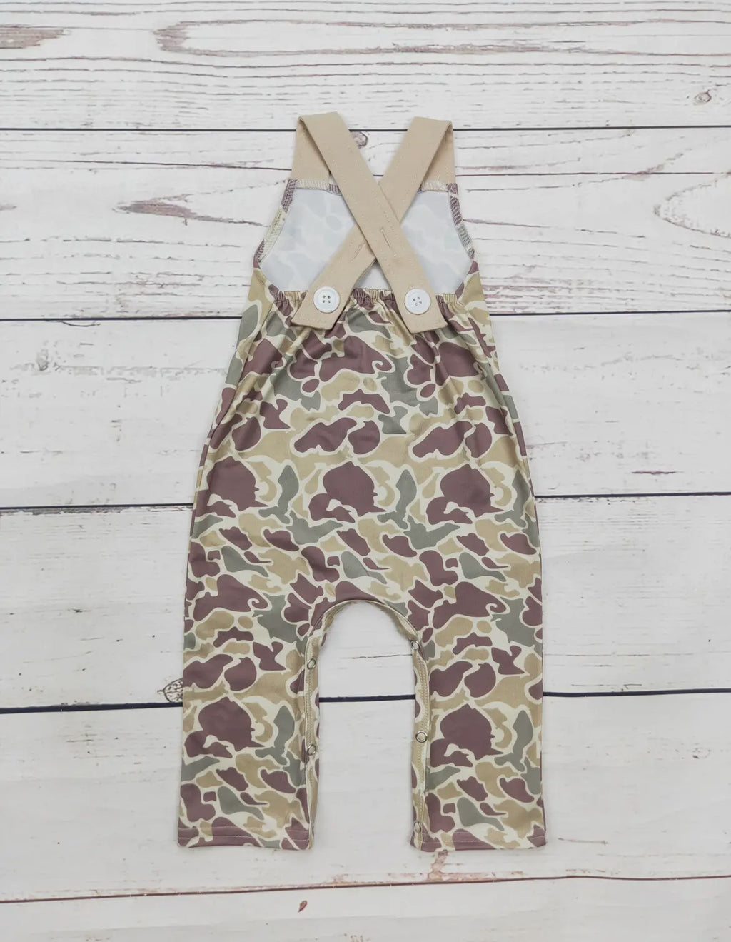Baby Boy Camouflage Deer Appliqué Jumpsuit *preorder*