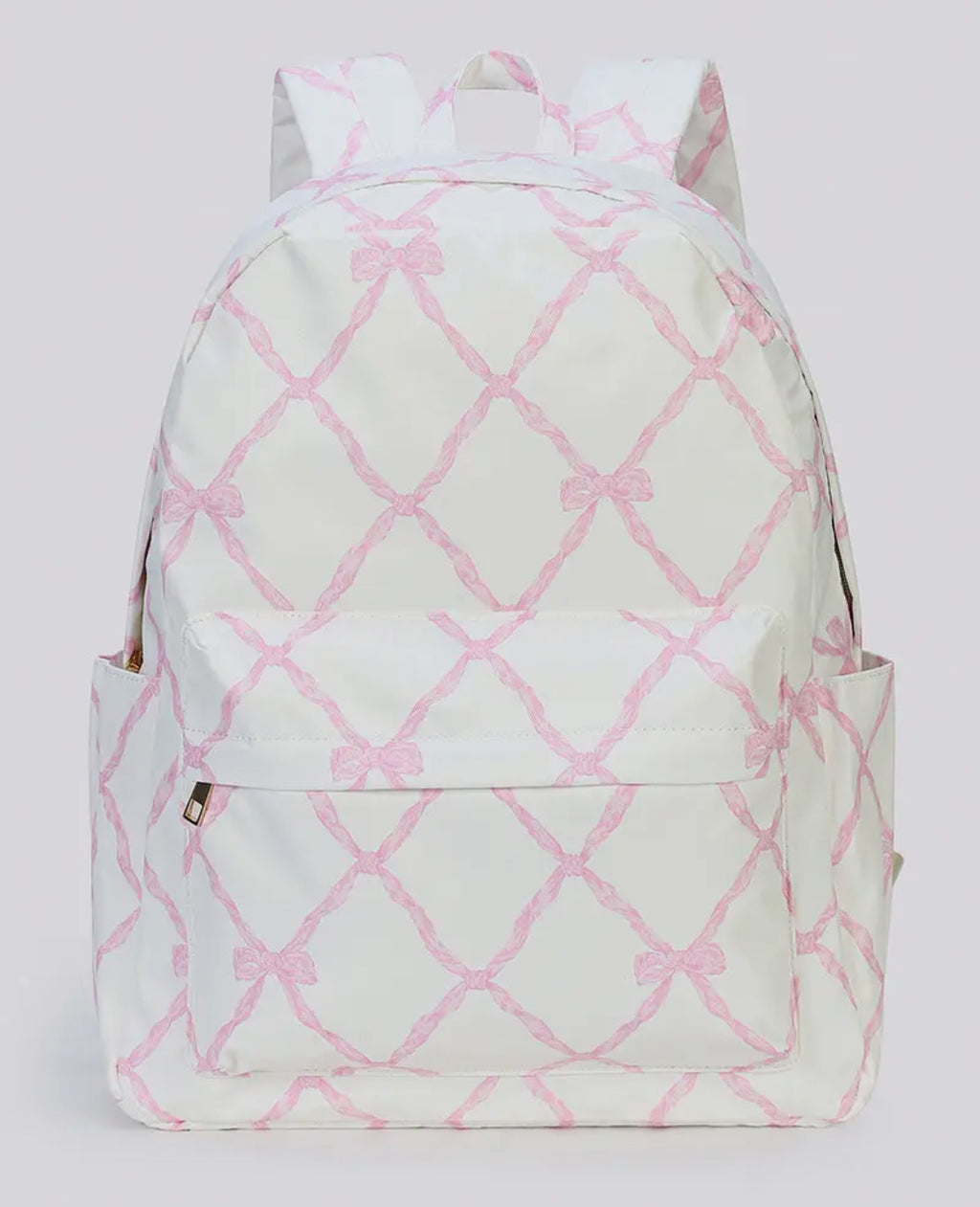 Light Pink Bow Print Ruffle Backpack *preorder*