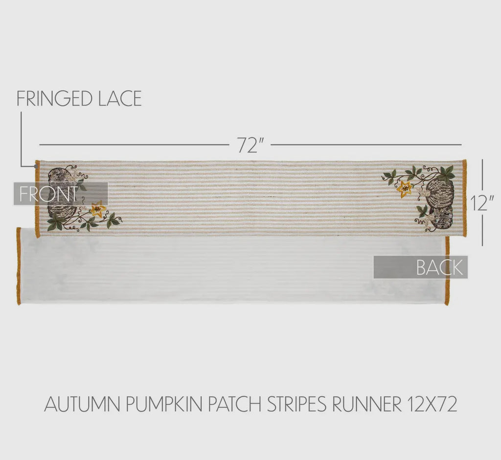 Autumn Pumpkin Patch Stripes Runner 12x72