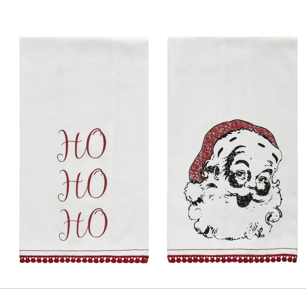 Ho Ho Ho Wite Muslin Tea Towel Set