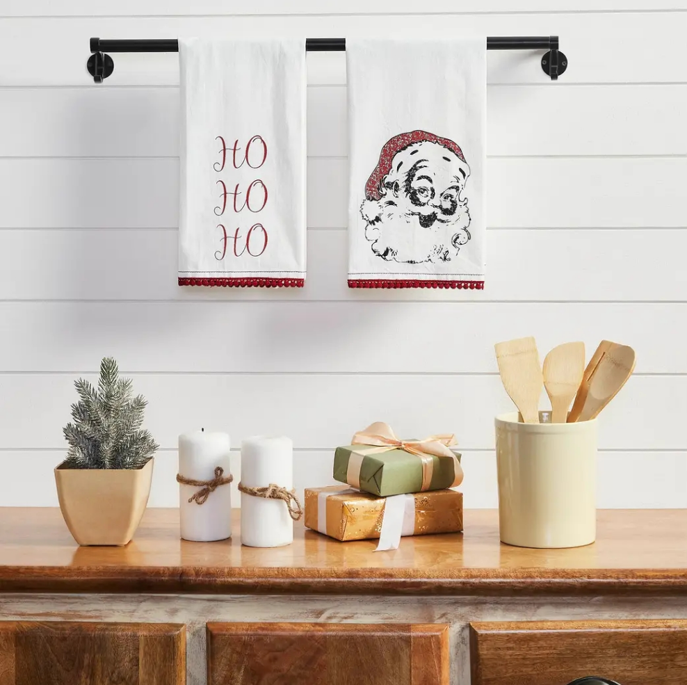 Ho Ho Ho Wite Muslin Tea Towel Set