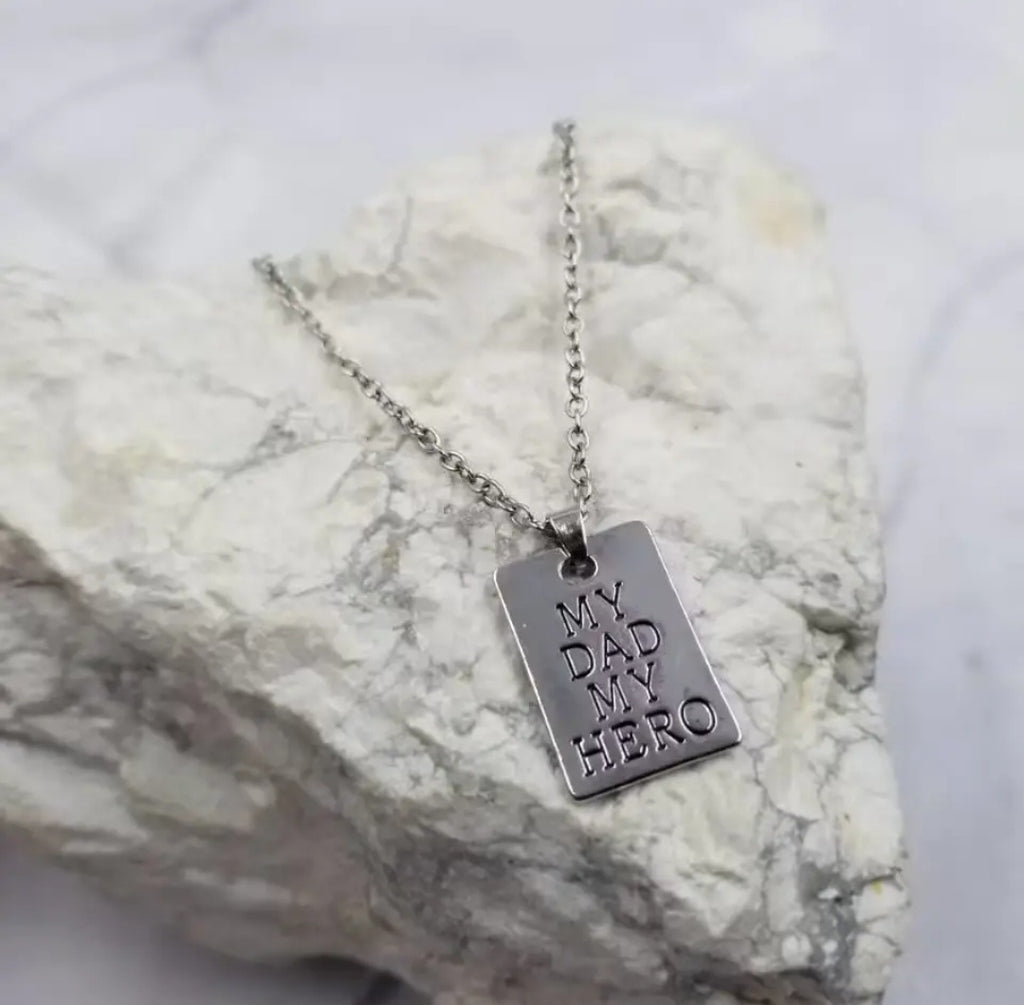 My Dad My Hero Dog Tag Necklace