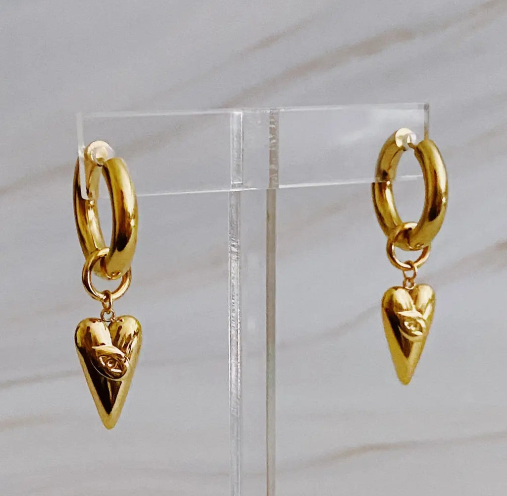 Dangle Heart Drop Earrings