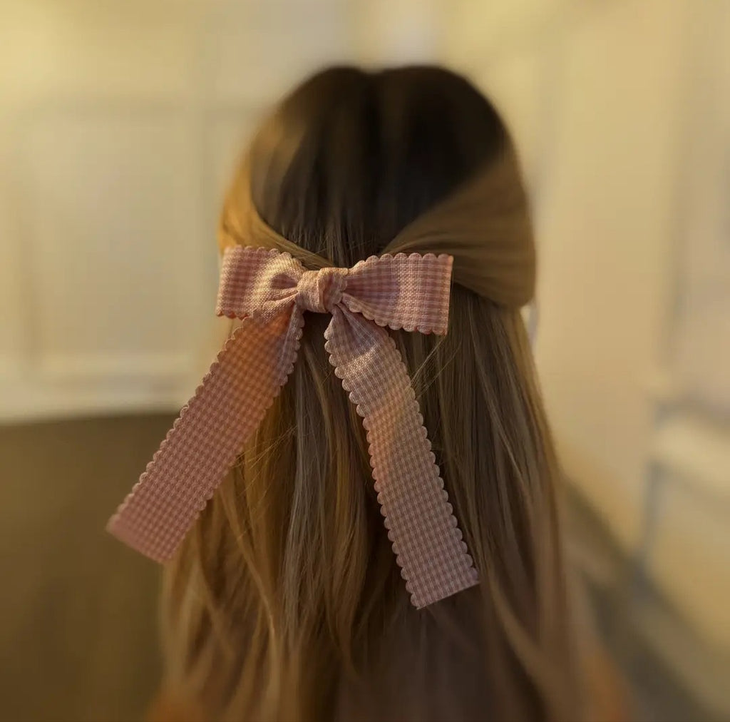 Scalloped Edge Bow Hair Clip Set