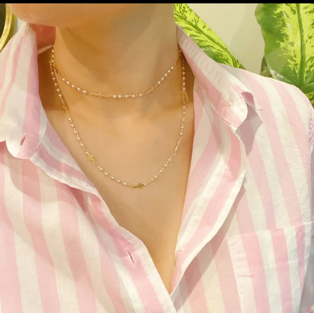 Pearl and Cross Long Necklace