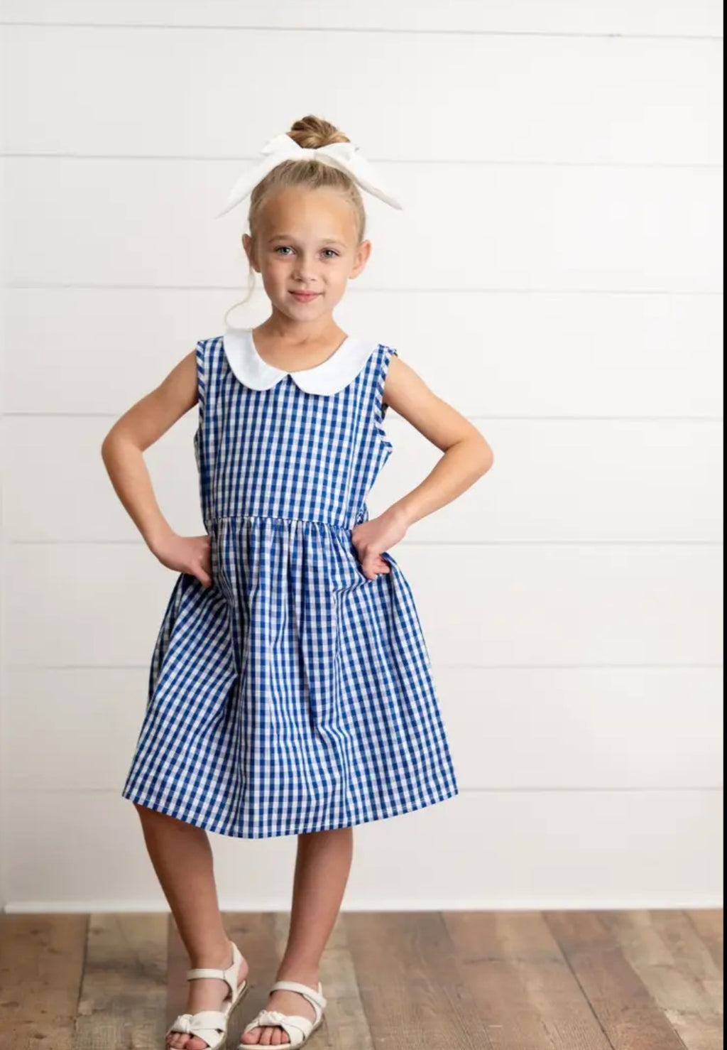 Navy Check Gingham Dress