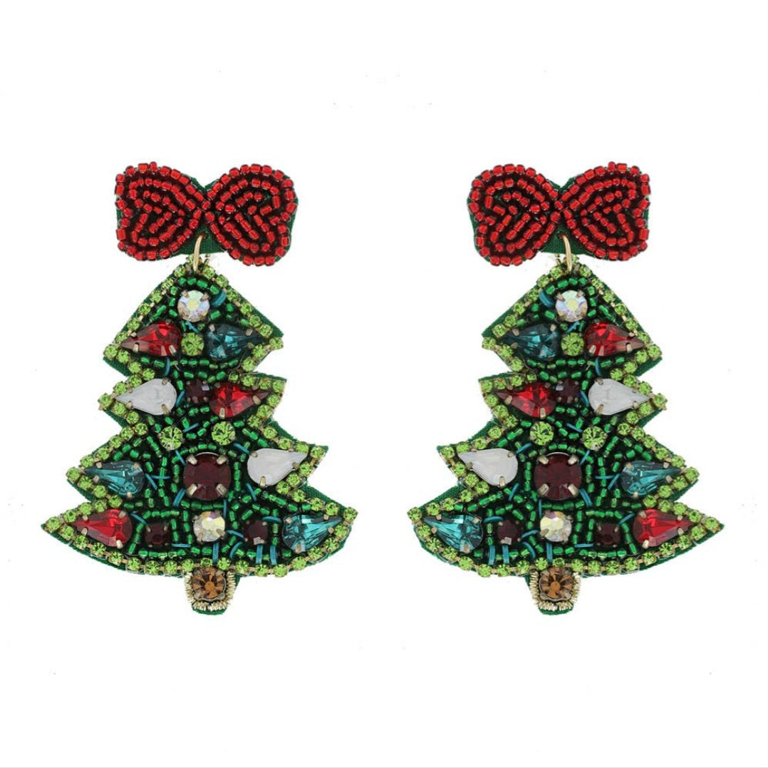 Christmas Tree with Ribbon Earrings
